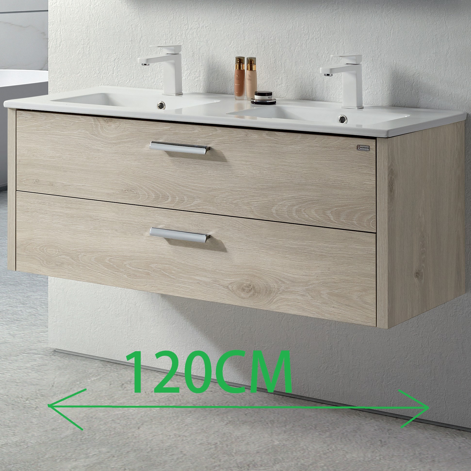HAY mueble de baño estrecho 120cm 2 cajones color Smag. Sin recorte en el  cajón.